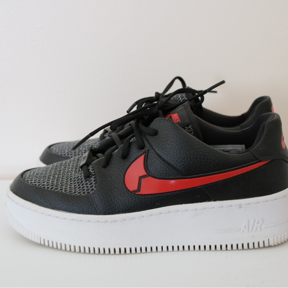 Nike Women’s Sneakers Black with Red Swoosh